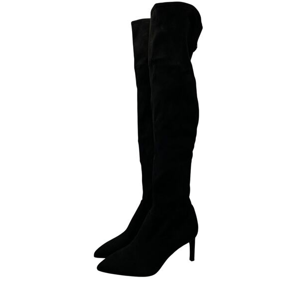 Calvin Klein Over Knee High Boots Point Toe Stiletto Heels Black Women 7.5M NWOB - Picture 1 of 10